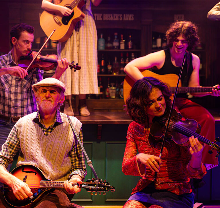 Live musicians and cast blend live music into the storytelling in this scene from Once at Chapel off Chapel.